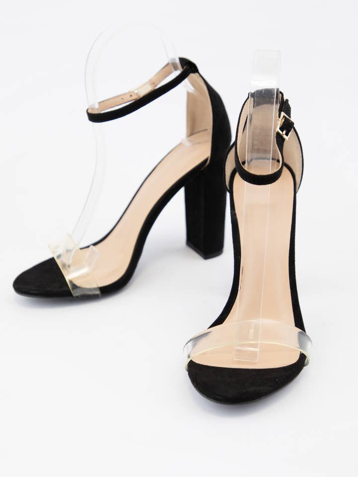 BLACK WEEKLY DEAL MORRIS-133 CLEAR UPPER ANKLE STRAP HEEL for wholesale on Faire0