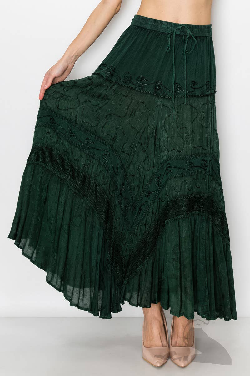 JUST CRUISING - India Casual Designs - Wholesale Skirt - Women's - Handcrafted Maxi Skirt with Intricate Embroidery Detailing8
