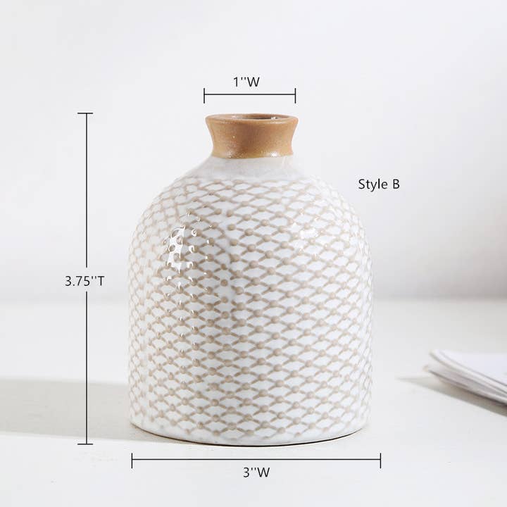 Sweet Home Deco – wholesale Vase – Rustic Frosted /Glazed Ceramic Bud Vase, Small Boho Vase,