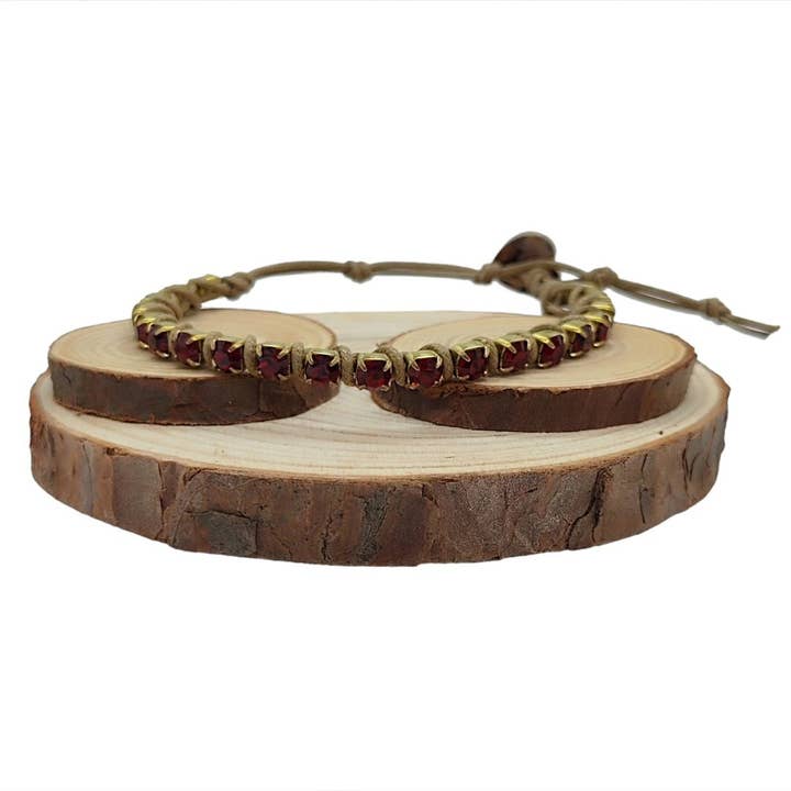 Crystal Chain Bracelets Medium - Siam for wholesale by QUÉ MÁS JEWELS