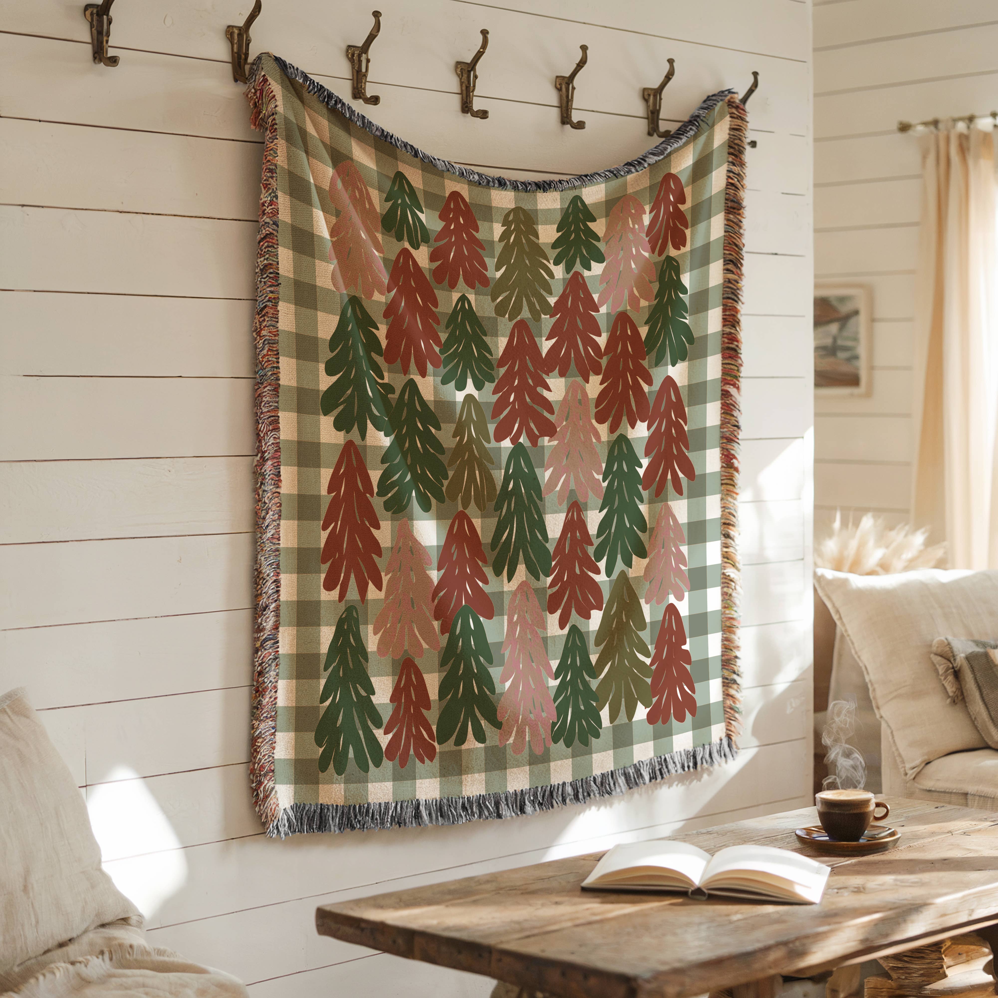 CasaIuliia - Wholesale Throw Blanket - Sage Green Gingham Blanket – Cozy Christmas Jacquard Throw5