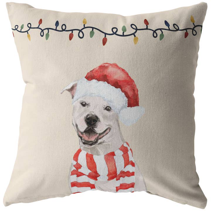 Staffordshire Bull Terrier Christmas Pillow | Staffie Owner Gift | Pit Bull Lovers | Rescue Shelter Dog for wholesale by The Creative Pioneer