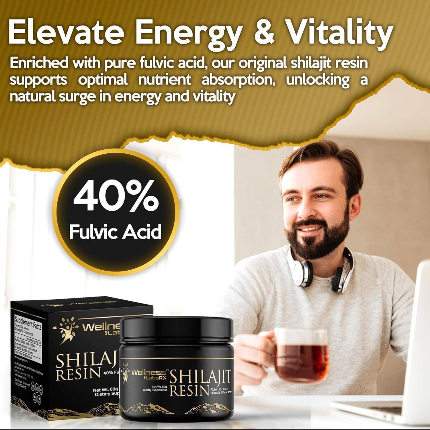 Health & Wellness Associates Inc. - Wholesale Oral Supplement/Vitamin - Pure Himalayan Organic Shilajit Resin 500mg Per Serving - 80% Fulvic Acid – 2 oz6