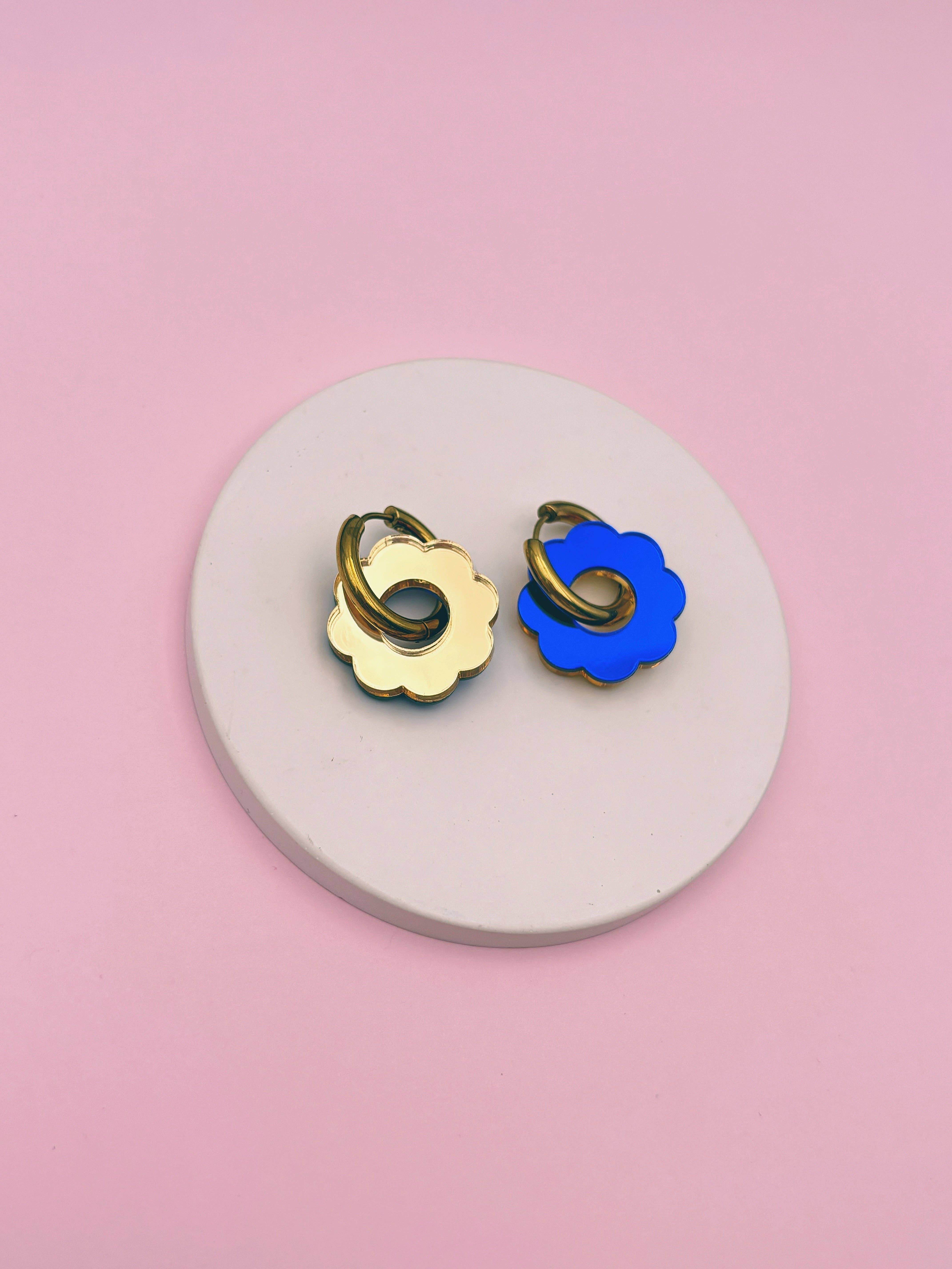 Studio Annette - Wholesale Hoop Earrings - Reversible Mirror Flower Hoop Earrings11