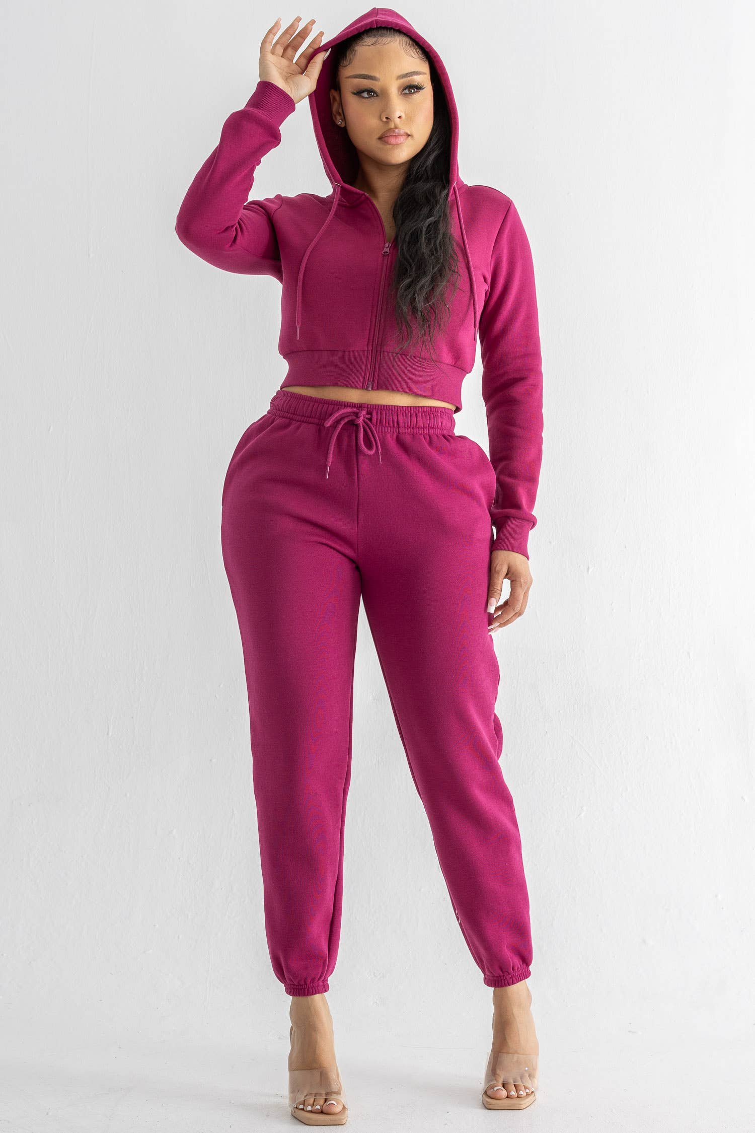 Boswell - Vente Ensemble haut et pantalon (PAS d'intérieur) - Femme - ENSEMBLE HAUT COURT ET PANTALON DE SURVÊTEMENT À CAPUCHE EN POLAIRE ÉPAISSE8