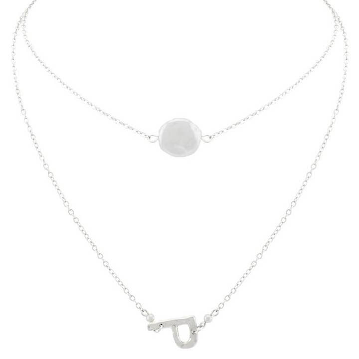 Ketting - Silv P & Pearl Disc Doub voor wholesale door Flirt Jewelry