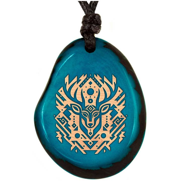 Simaru - Wholesale Pendant/Charm Necklace - TURQUOISE necklace made from tagua nut31