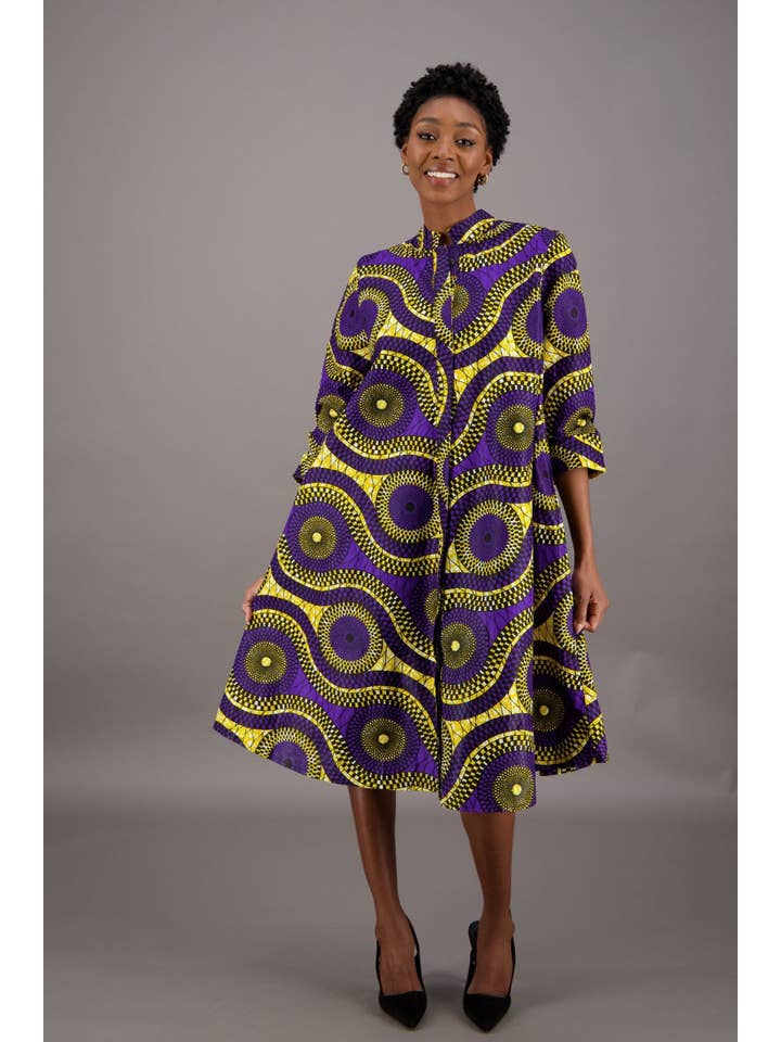 Mandarin Collar Button Down Dress AD-25042-256 for wholesale on Faire2