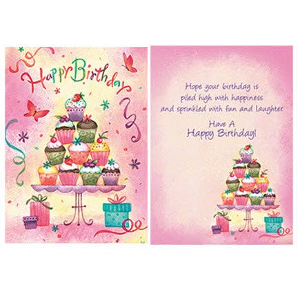 Legacy – postal de parabéns por atacado – Cupcakes Empilhados - Cartão Divertido de Aniversário da Faith1