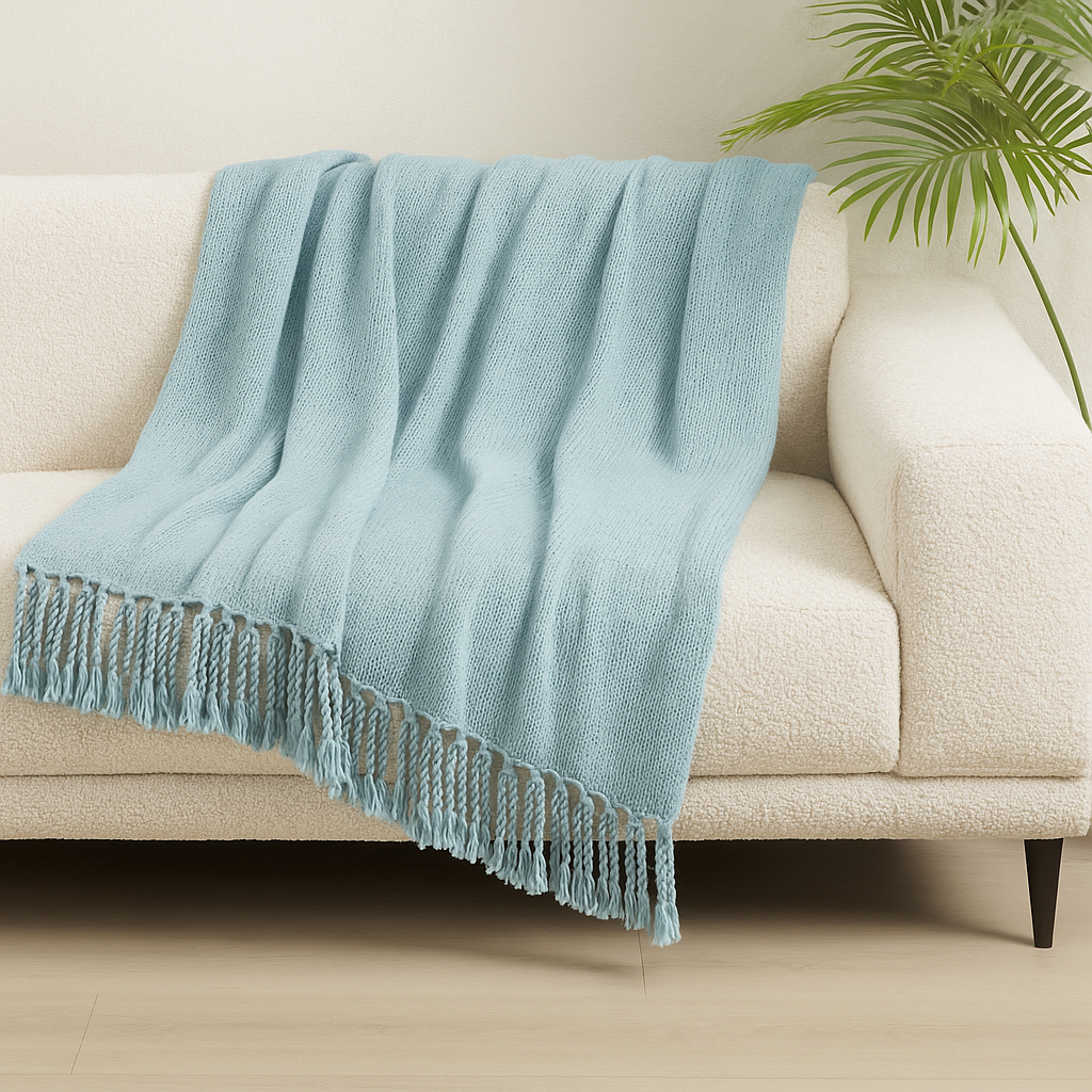 Fennco Styles – Engroshandel Tæppe – Aqua Classic Vævet Tæppe med Frynser 50"X60"0