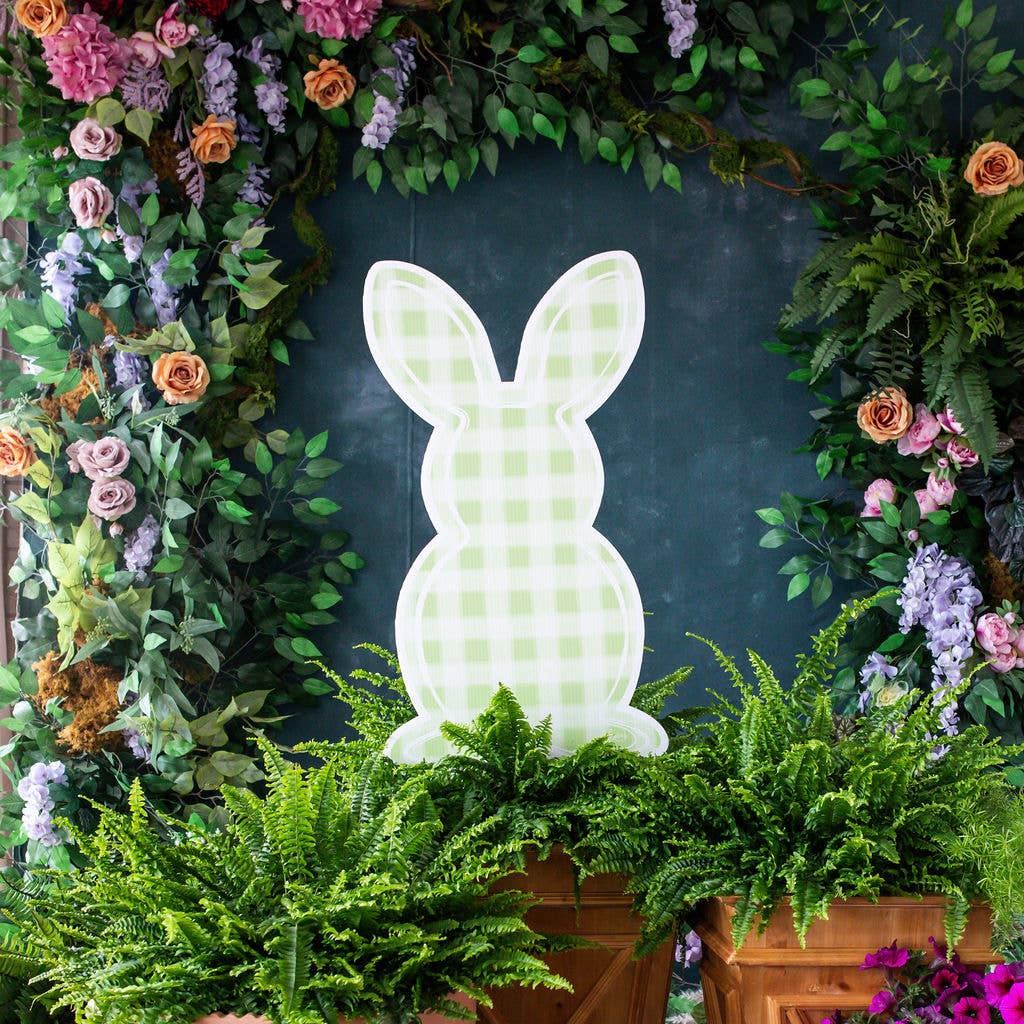 Songbird Grove Collection - Wholesale Garden/Lawn Stake - Gingham Bunny Garden Stakes Collection1