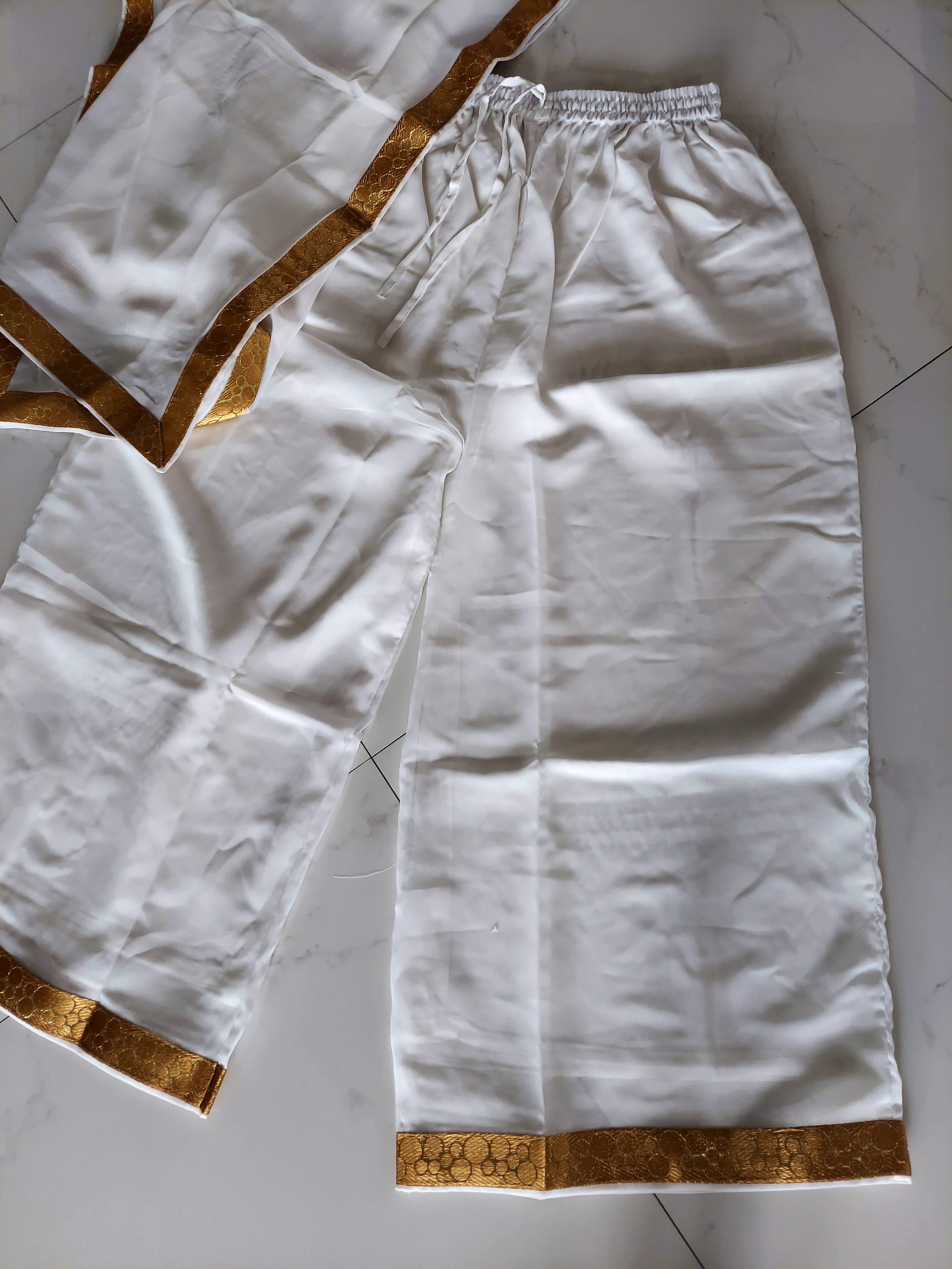 India Batik - Wholesale Kaftan - Women's - kaftan Palazzo Set White And Gold - kP055