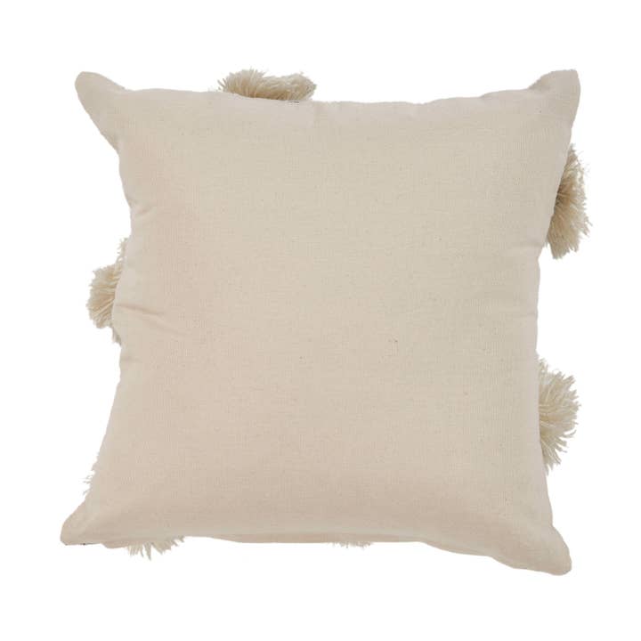 Gray White Willy Tassel Farmhouse Throw Pillow, Gray/White, 18" x 18" for wholesale on Faire