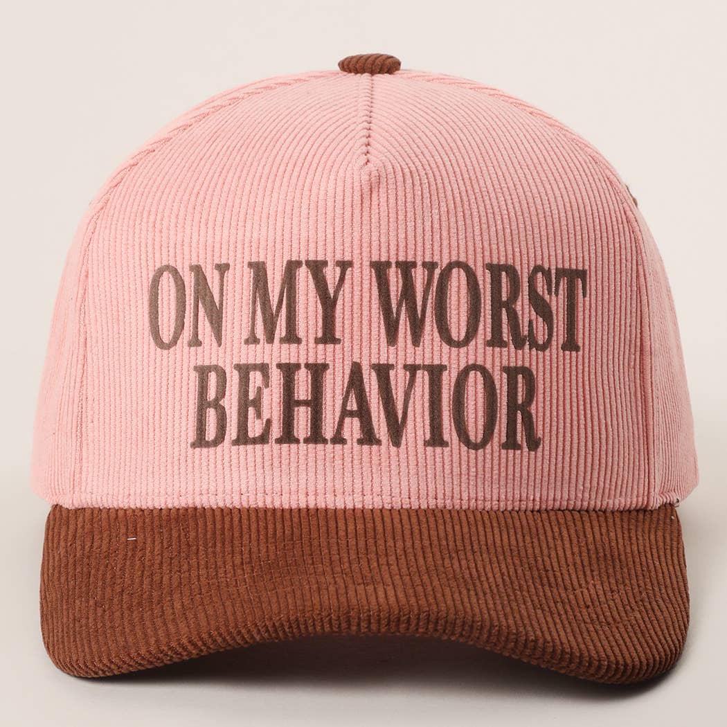 Fashion City - Wholesale Trucker Hat - Unisex - ON MY WORST BEHAVIOR Corduroy Trucker Hat3