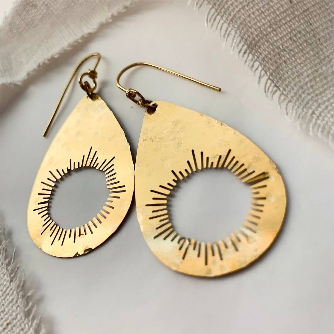 Rose and Della - Wholesale Dangle Earrings - Cutout Sunburst Brass Earrings6