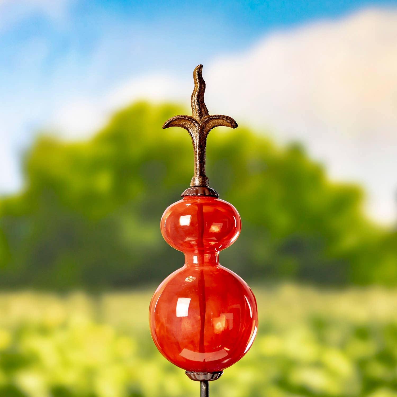 Zaer Ltd. International - Wholesale Garden/Lawn Stake - 55" Tall Glass Globe Iron Garden Stake- 6 Assorted2