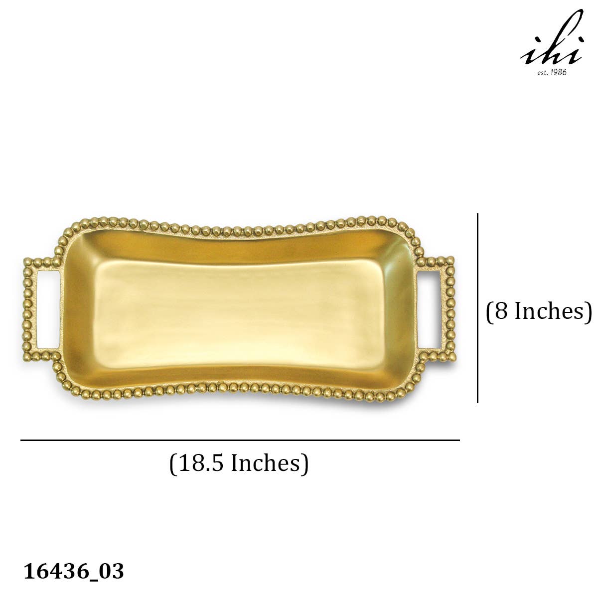 India Handicrafts Inc - Wholesale Decoratief dienblad - ROND RECHTHOEKIG DIENBLAD MET GOUDEN KRALENHANDVAT6