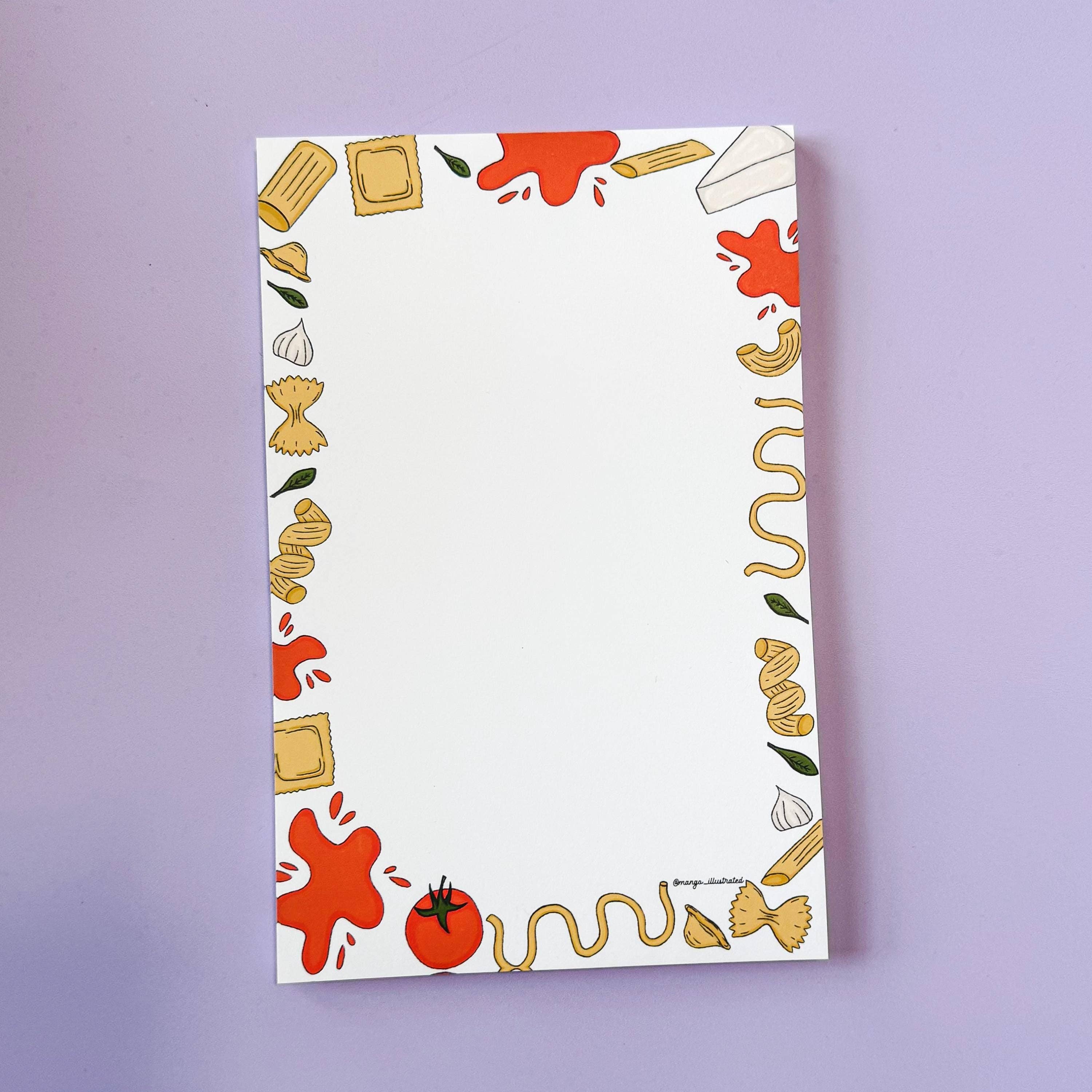 MangoIllustrated - Wholesale Notepad - Pasta Notepad – Italian Food Border, Gift for Foodies3