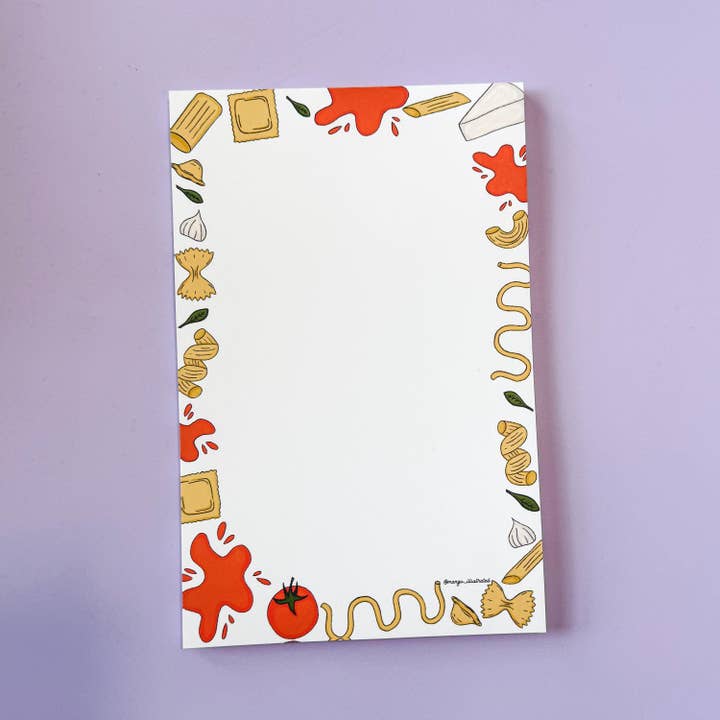 MangoIllustrated - Wholesale Notepad - Pasta Notepad – Italian Food Border, Gift for Foodies3