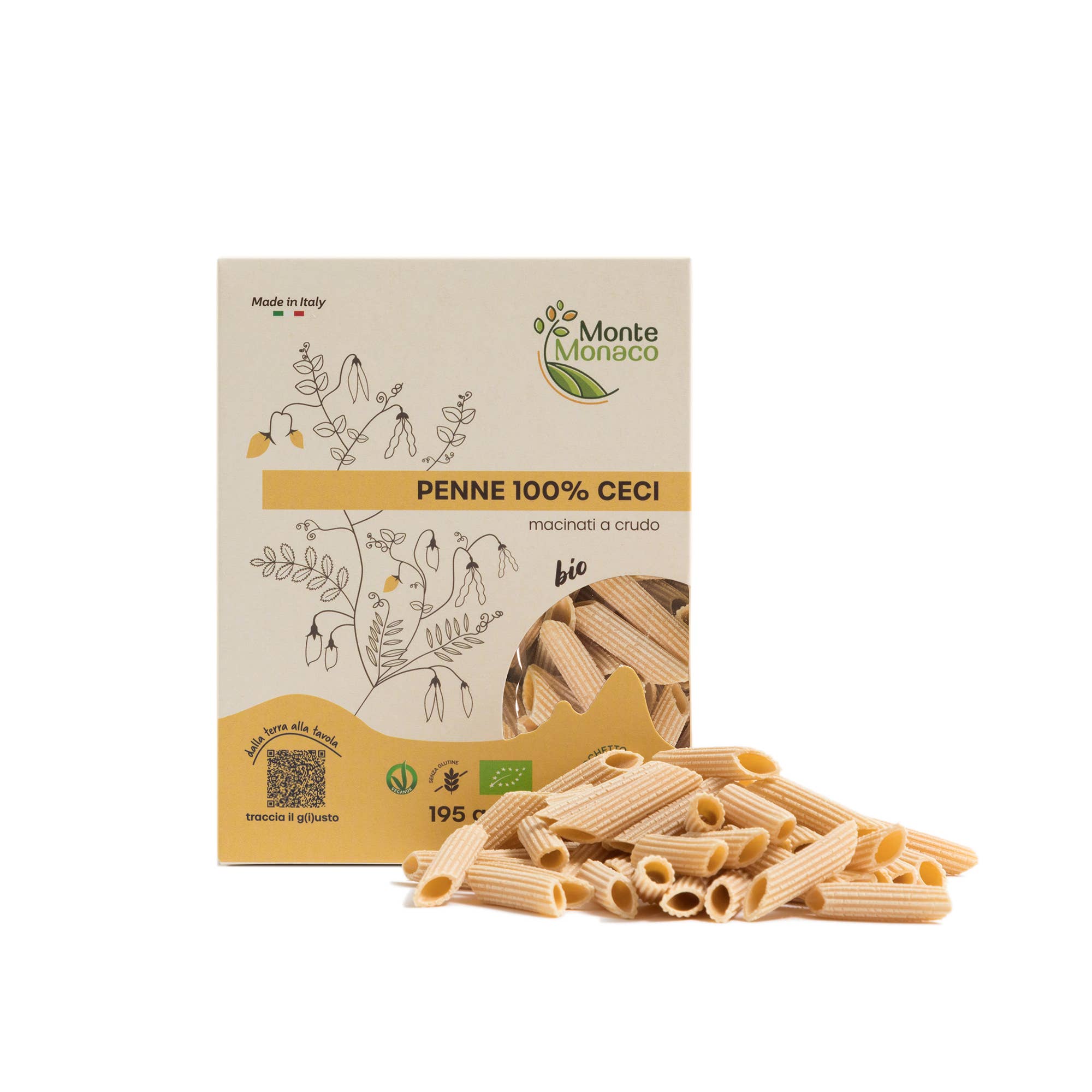 Società Agricola Monte Monaco Srl - Wholesale Pasta - Penne 100% Organic Chickpea Flour