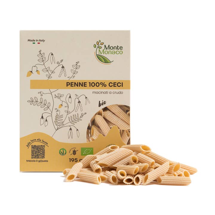 Penne 100% Organic Chickpea Flour for wholesale by Società Agricola Monte Monaco Srl