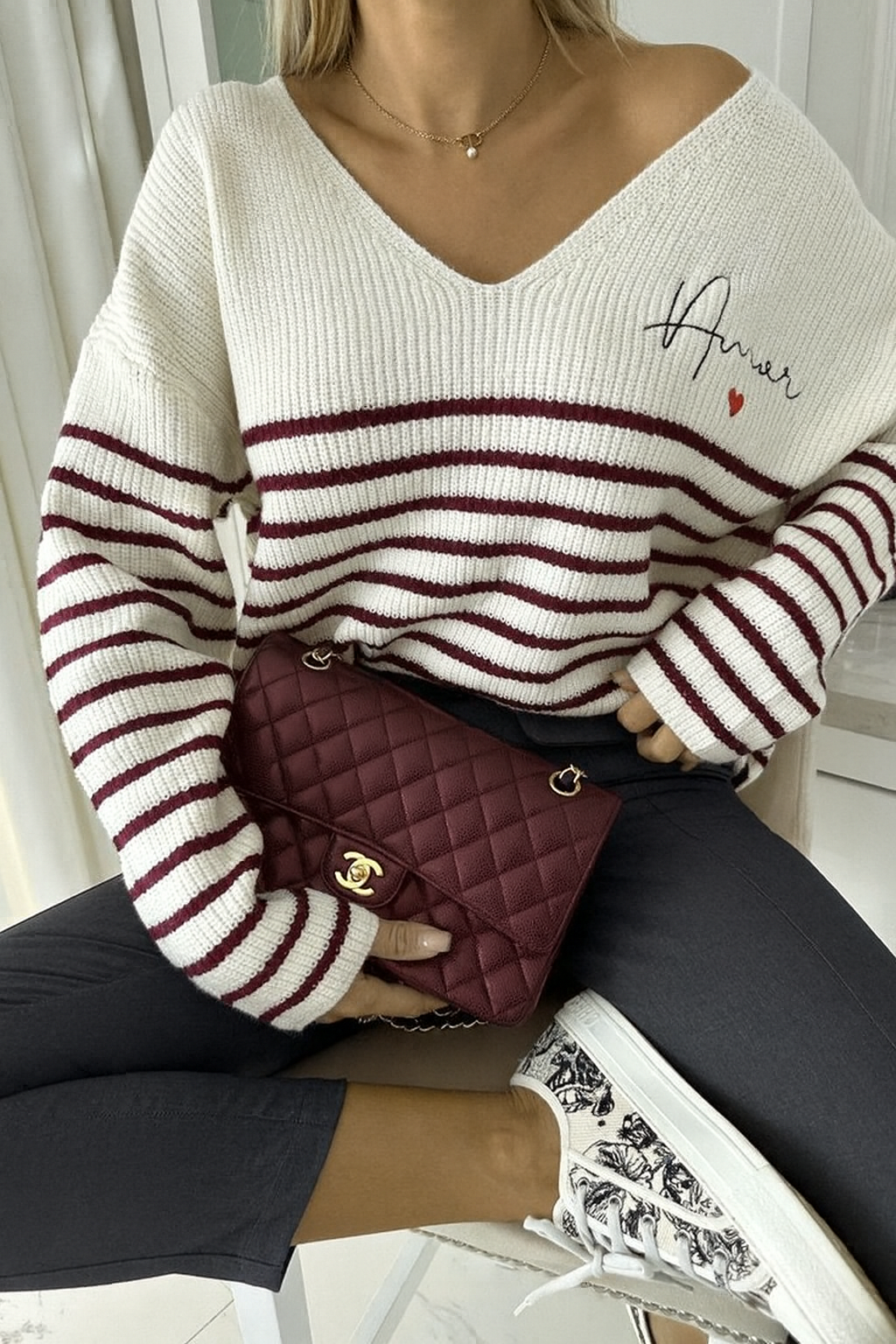 ESTEE BROWN - Wholesale Knit Sweater - Women's - Amour striped sweater - 882555