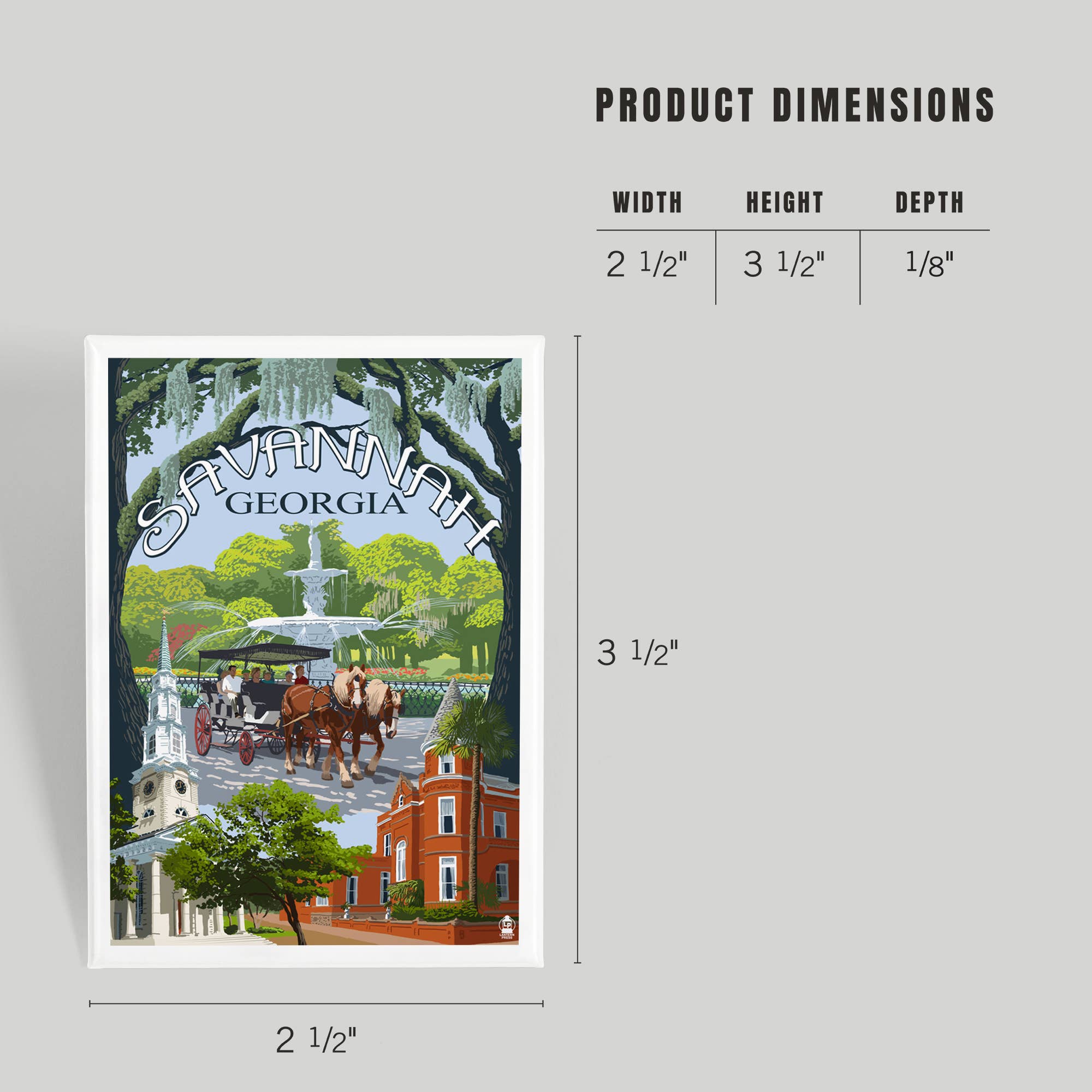 Lantern Press - Wholesale Magnet - MAGNET Savannah, Georgia, Town Views3