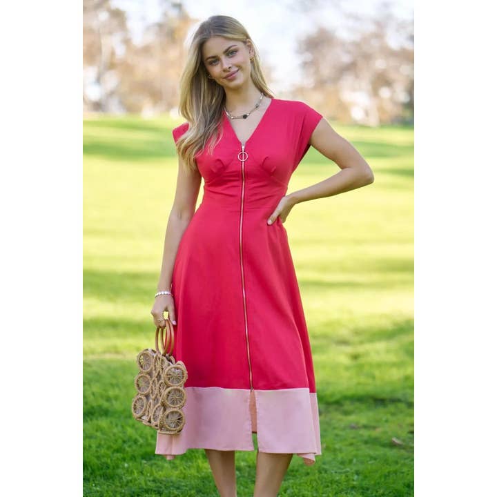 NOVO Vestido Midi com Blocos de Cor por atacado de STYLE USA