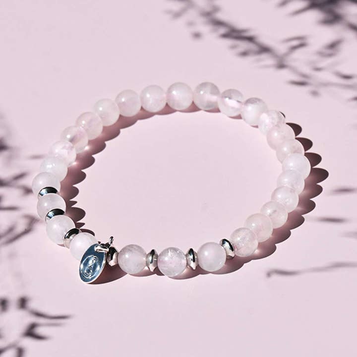 Voksen armbånd natursten, sølv - kvarts rose for engroshandel hos Irréversible