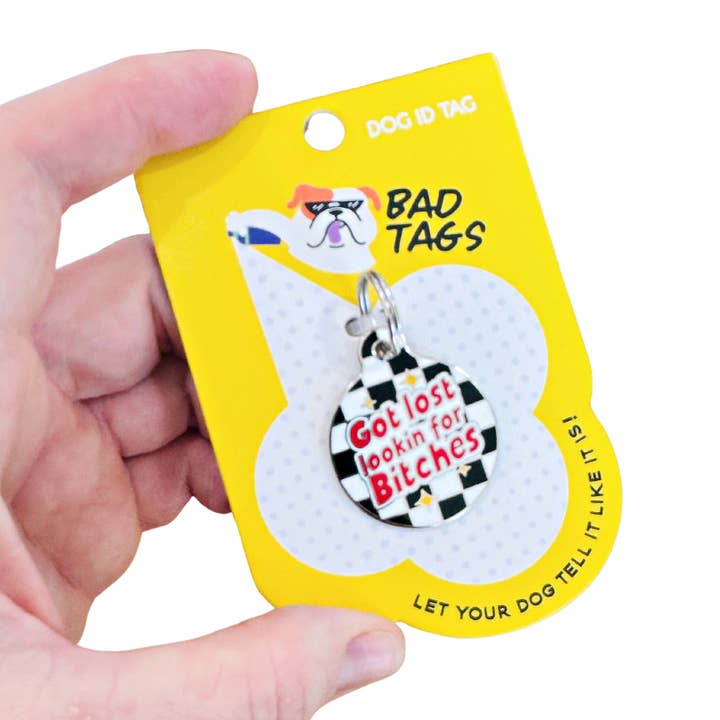 Bad Tags – wholesale Pet identification tag – Cat/dog – Enamel Dog Tag w/ Scannable Pet ID - Looking for Bitches3