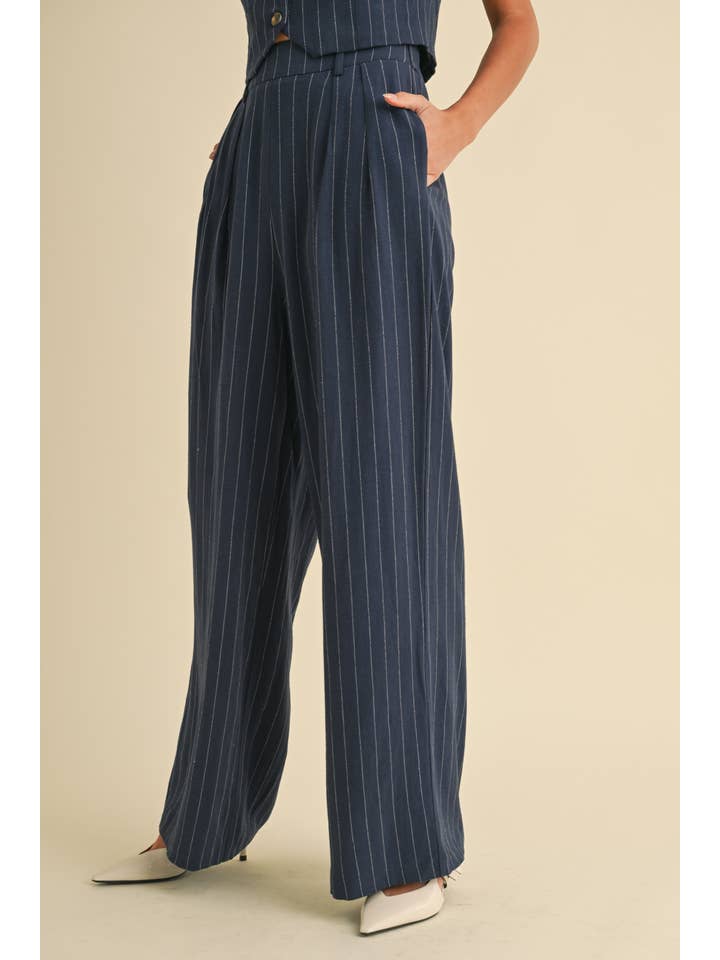 NAVY IST5788 PIN STRIPED VEST AND TROUSER PANTS SET for wholesale on Faire