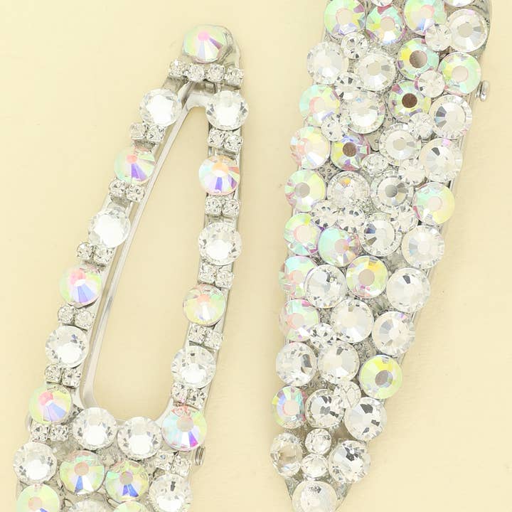 SP Sophia Collection - Wholesale Hair Clip - Women's - 2-Pack Gemstone Cluster Duckbill Hair Clip Set