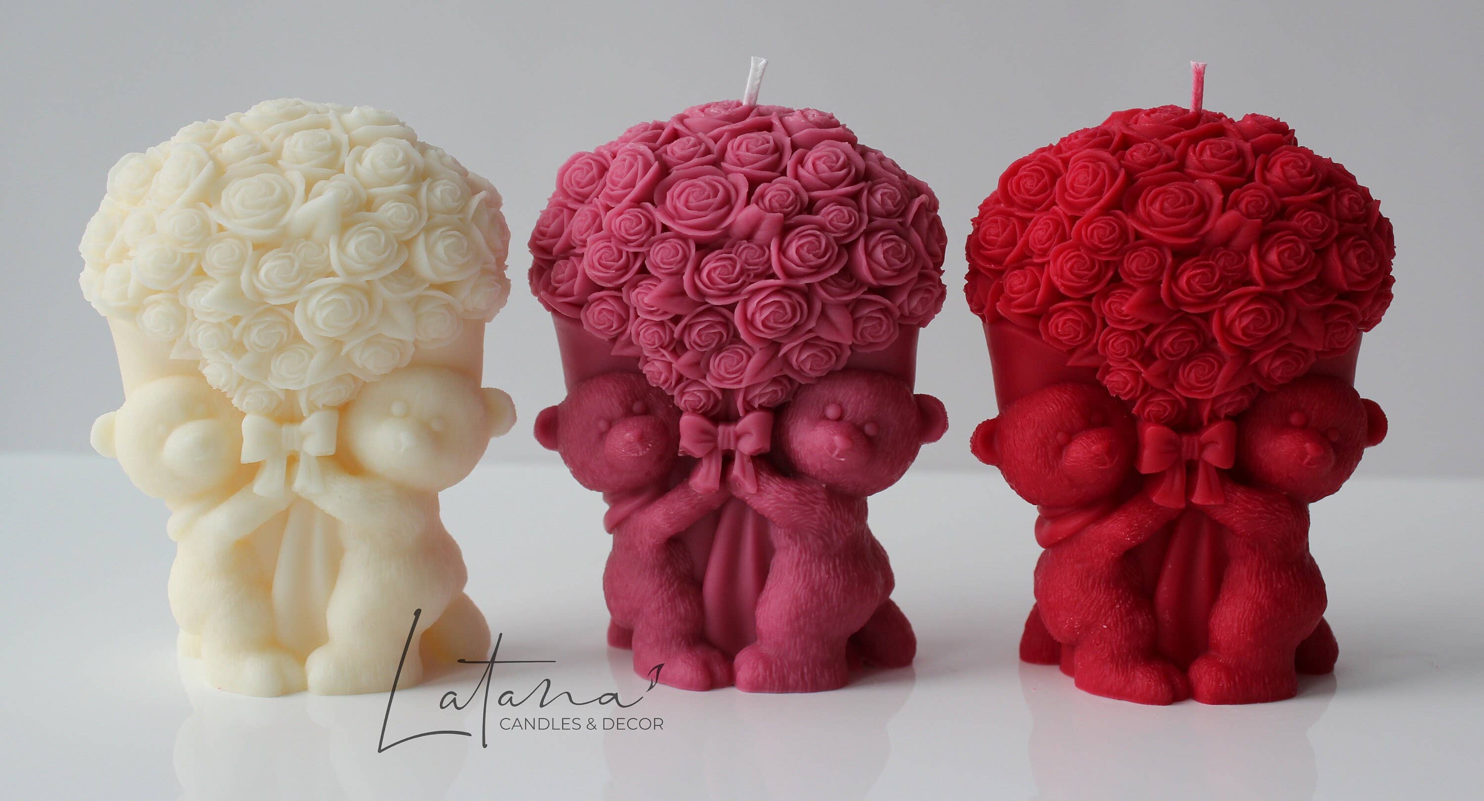 Latana Candles - Wholesale Novelty Candle - Teddy Bear with Rose Flowers Candle3