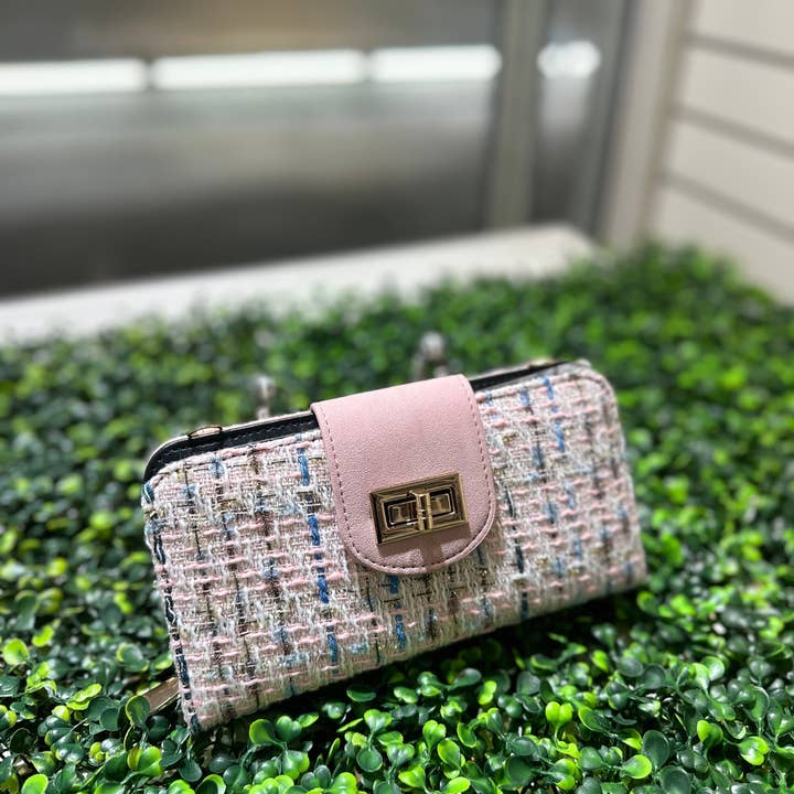 TW041 Tweed Turn Lock Crossbody Wallet and other Purchase Wholesale tw021. Free Returns & Net 60 Terms on Faire trending on Faire.