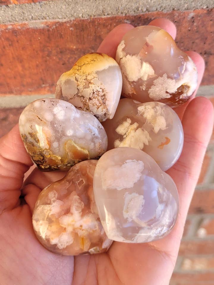 Flower Agate Crystal Hearts for wholesale by ZARDENIA