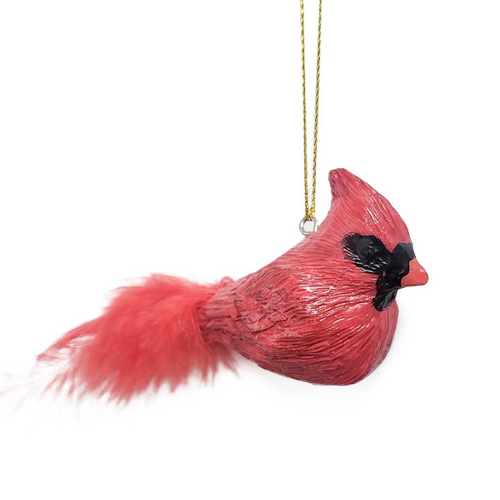 Red Cardinal Ornament with Feathers for wholesale by Sea Creations