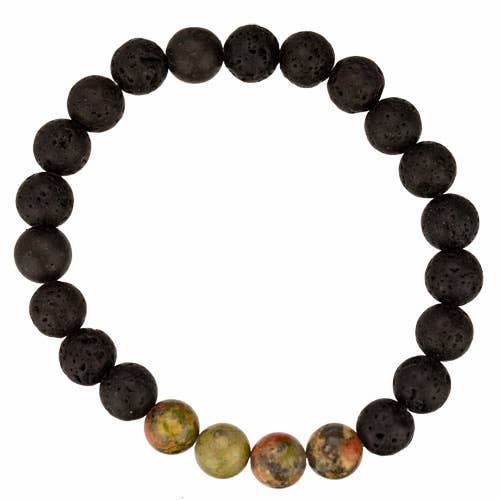 EHAWA - Wholesale Beaded Bracelet - Bracelet Lava/Unakite, 8mm0