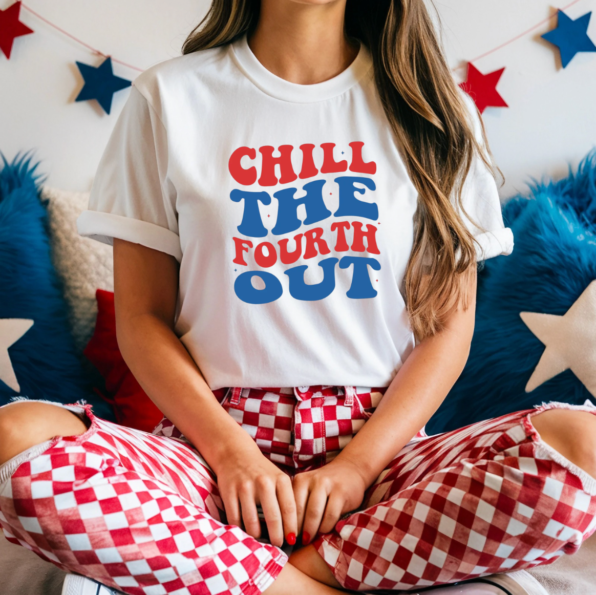 Kiki's Boutique – wholesale Screen printed t-shirt – Women′s – Chill The Fourth Out Tee0