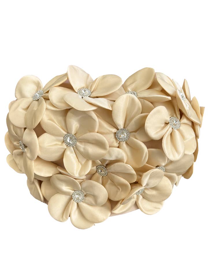 NT1074A Strapless 3D Floral Embellished Crop Top for wholesale by NEWGENS