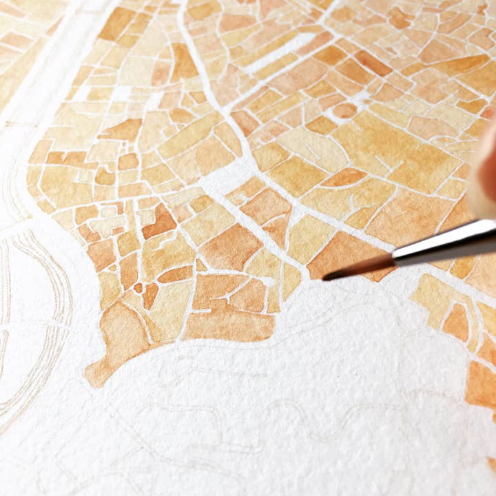 Turn-of-the-Centuries - Wholesale Art Print - Rome Watercolor Map + Sketch - A2 ART PRINT7