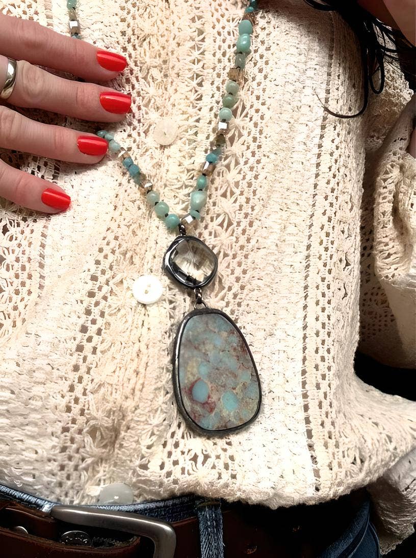 Wild & Free - Wholesale Pendant/Charm Necklace - Collar bohemio de piedra natural4