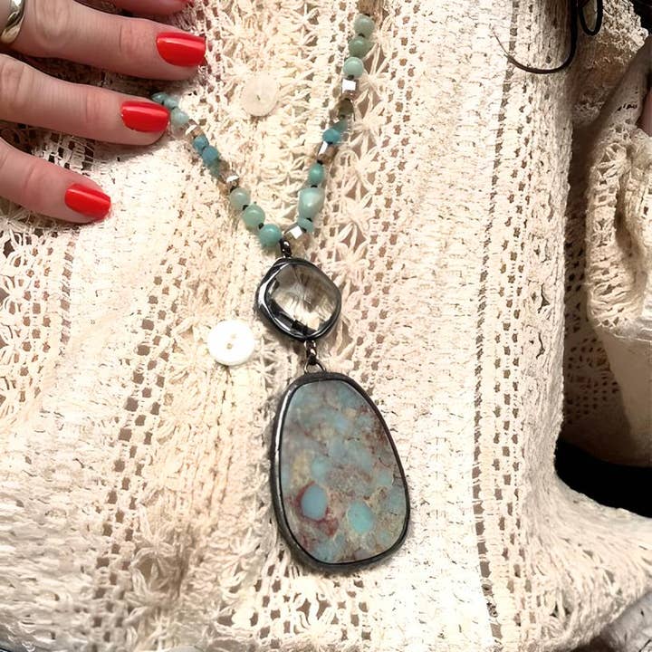 Wild & Free - Wholesale Pendant/Charm Necklace - Collar bohemio de piedra natural4