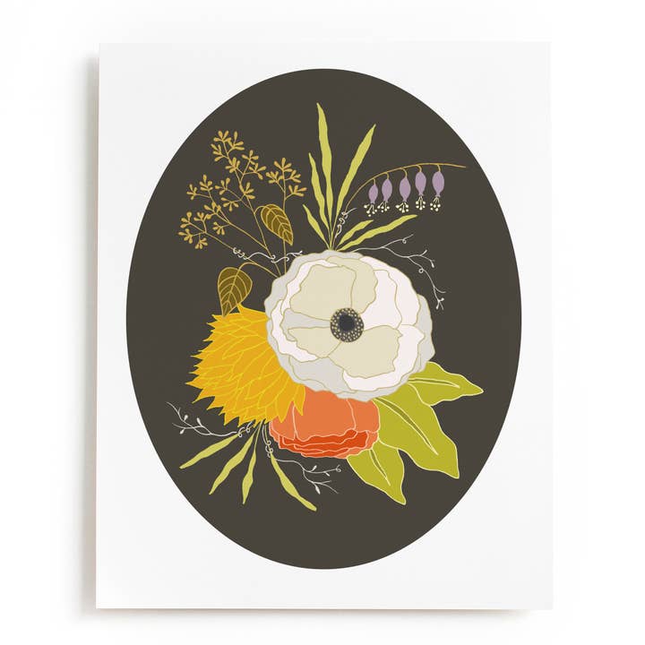Gray Floral Arrangement Art Print for wholesale by Peppercorn Paper