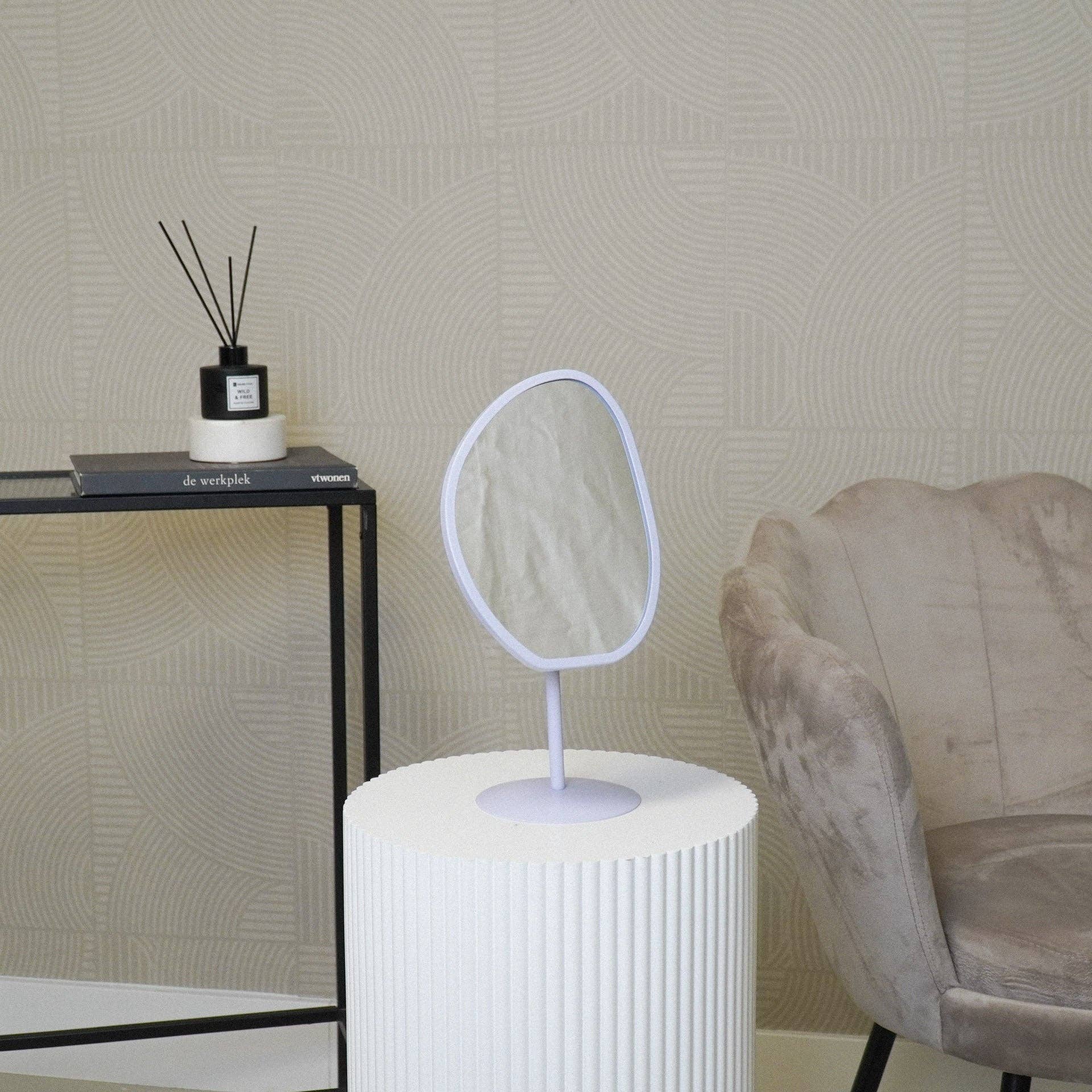 Housevitamin bv - Vente Miroir de courtoisie - Miroir organique en métal lilas - 16,5 x 12 x 31,5 cm2