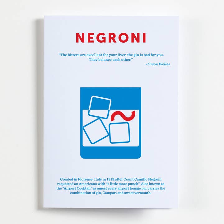 Negroni Cocktail Greeting Card for wholesale by Crispin Finn