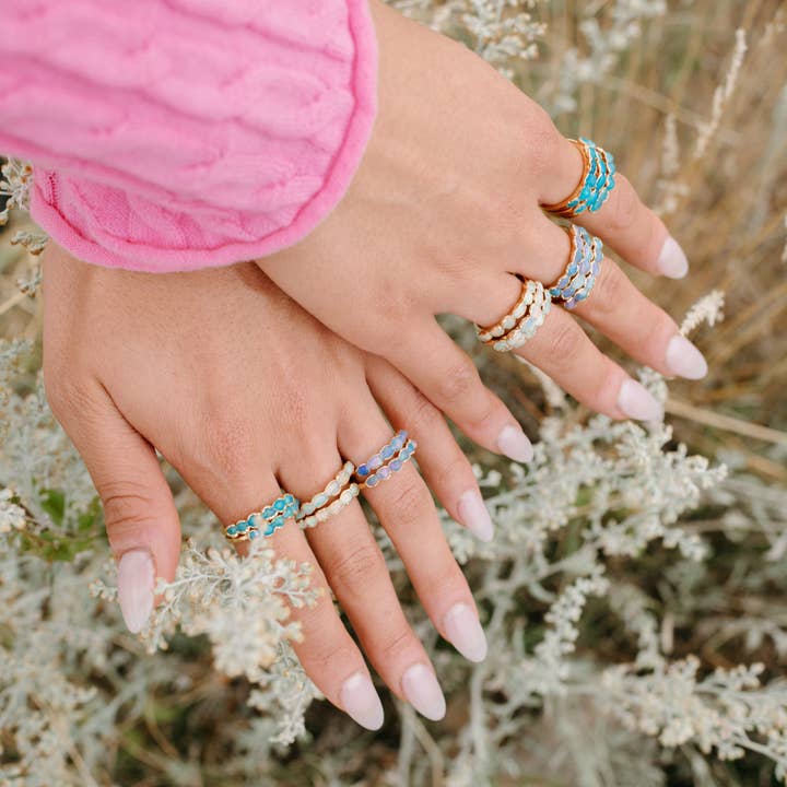 Dani Barbe - Wholesale Multi-Stone Ring - Purple Opal Ring, Handmade Gemstone Ring, Real Opal Jewelry