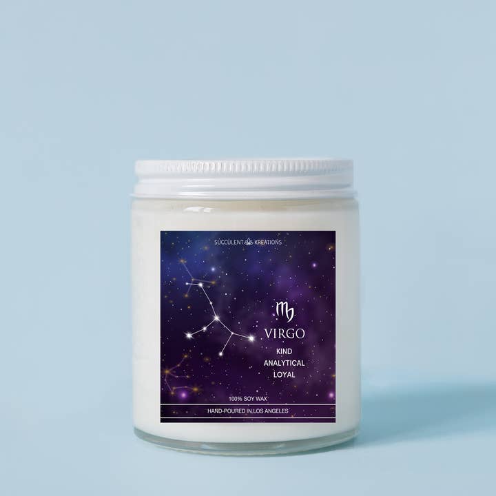 Succulent Kreations - Wholesale Jar/Filled Candle - Scented 6oz Candle- Zodiac Signs11