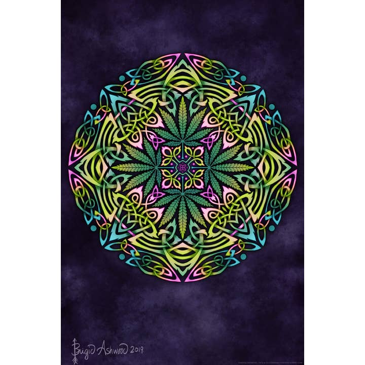Pot Leaf Celtic Knot av Brigid Ashwood Marijuana Weed 420 Affisch för wholesale av Gotham Gifts