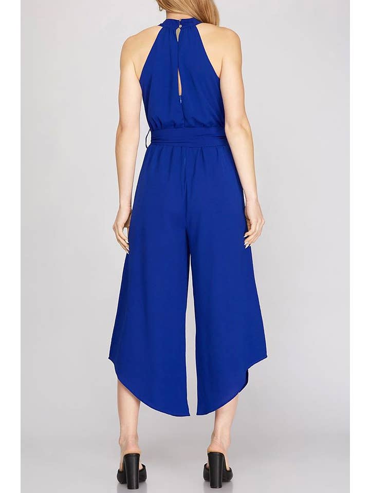 ROUSSEAU - Wholesale Jumpsuit - Women's - HALTER NECK WITH WAIST SASH WOVEN JUMPSUIT6