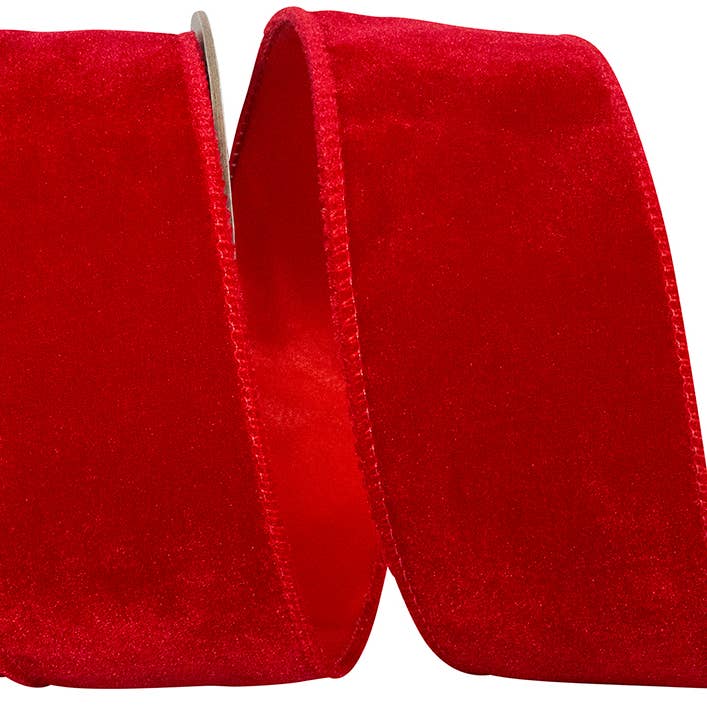 Luxe Plush Velvet, Red, 2-1/2 In, 10 Yards for wholesale by RELIANT RIBBON
